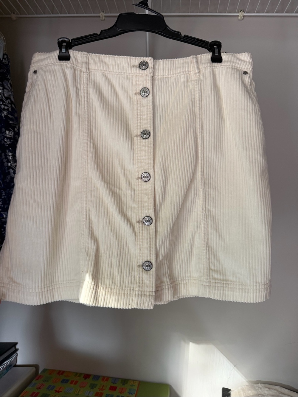 Abercrombie & Fitch Cream Corduroy Button-Front Mini Skirt